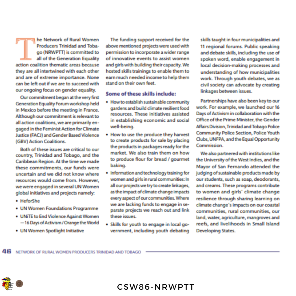 Network of Rural Women Producers Trinidad and Tobago